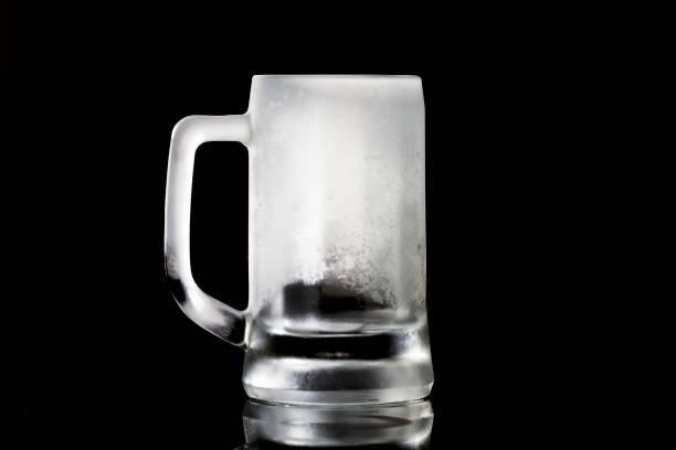 frosted beer mugs in freezer illustration